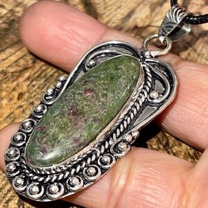 Ruby Zoisite Pendant 2 1/4”